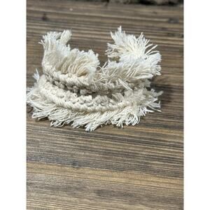 Tan Rope Fringe Cuff Woven Boho Bracelet